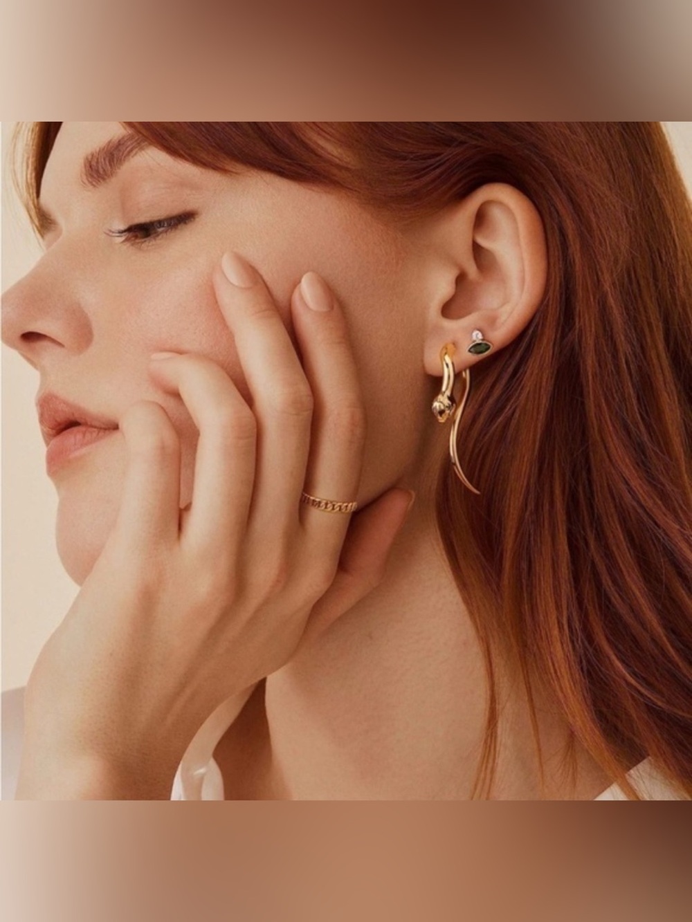 14k Gold Plated Snake Splice Earrings